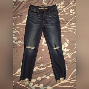 American Eagle Outfitters Dark Blue Distressed Jeggings